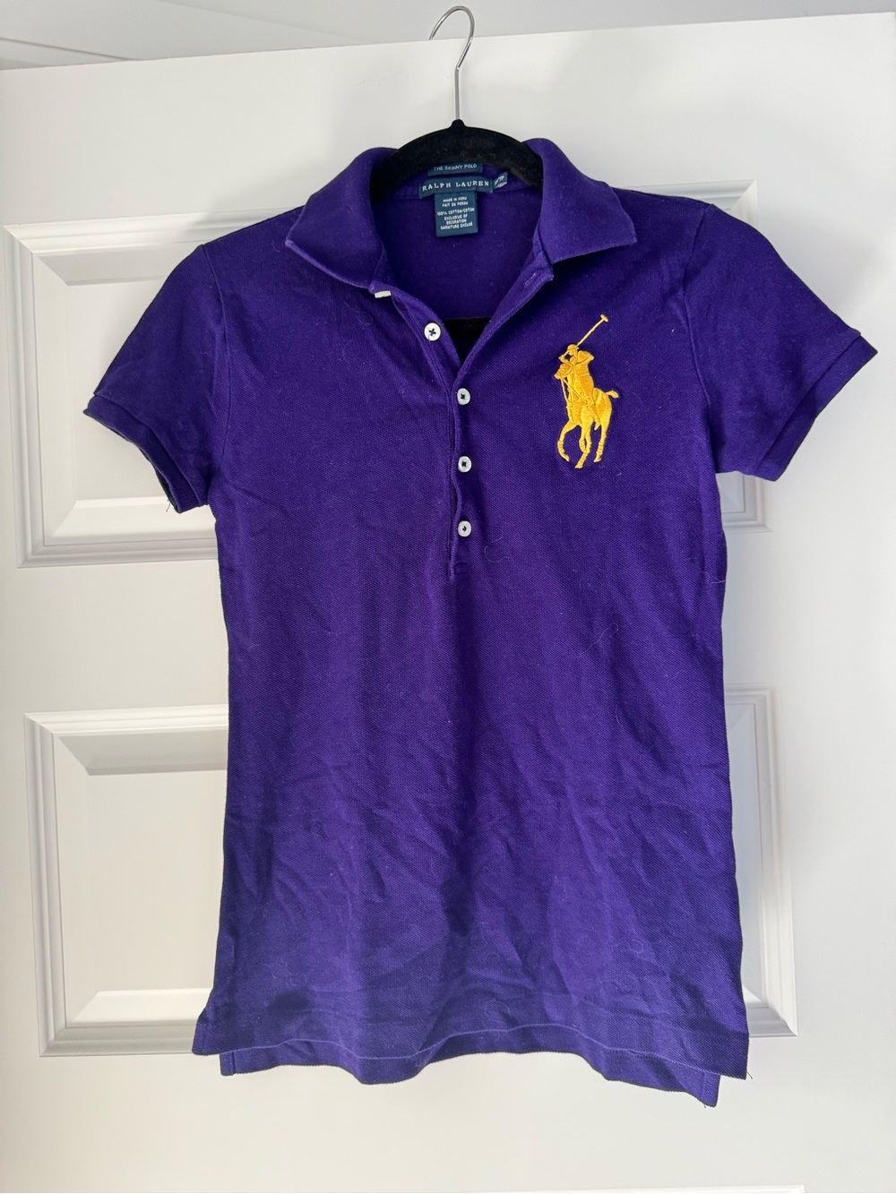 Ralph Lauren Purple & Red Polo Shirt with Yellow Pony